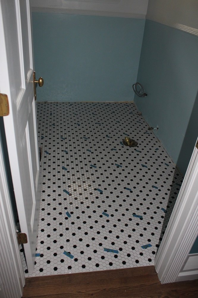 FaithSpun | Black and White Tile | Bathroom